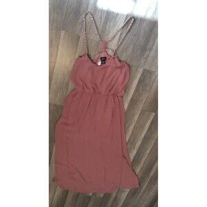 Vintage Rue 21 Small Mauve Maxi With Gold Chain Sleeves.  B12